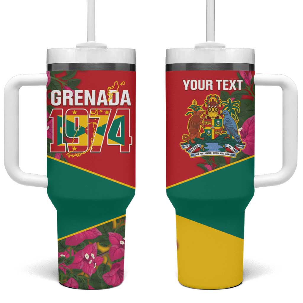 Grenada 1974 Tumbler With Handle Gwenad Map With Bougainvillea - Flag Color - Wonder Print Shop