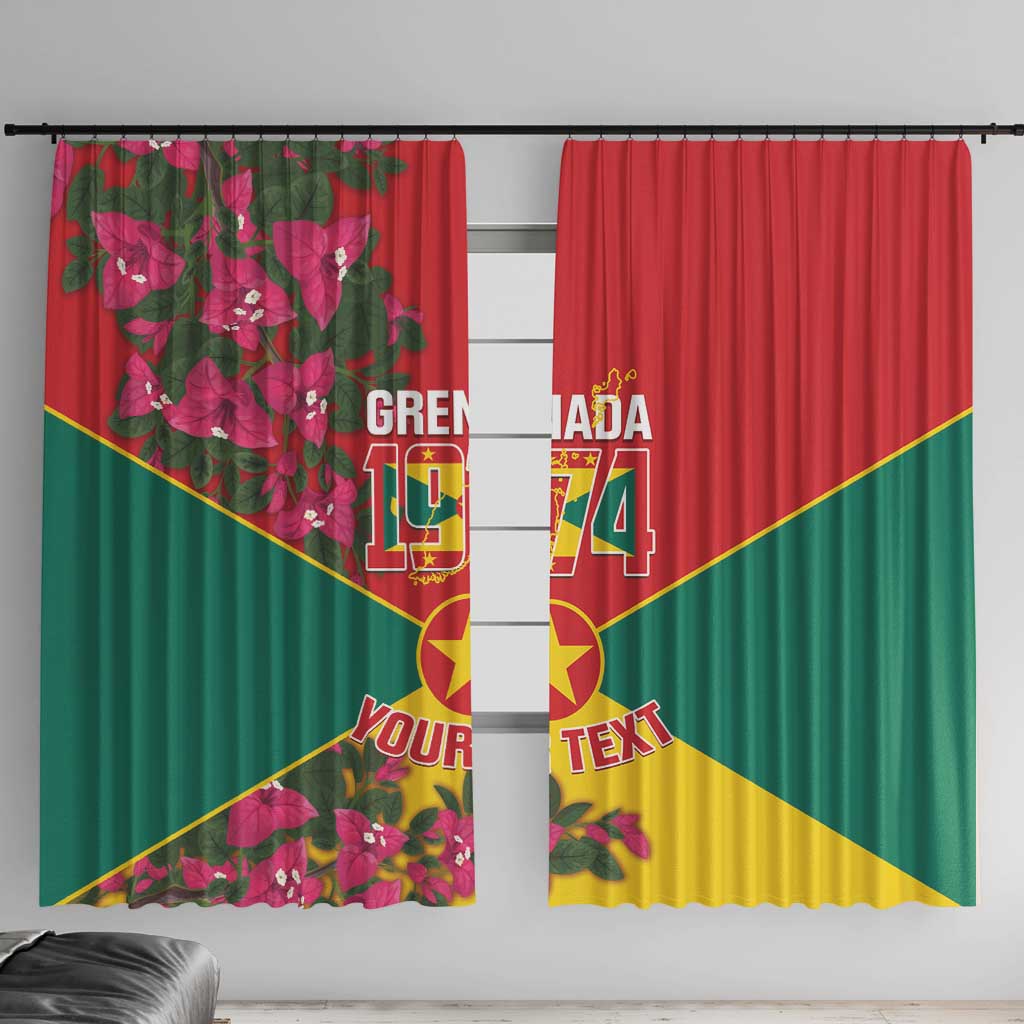 Grenada 1974 Window Curtain Gwenad Map With Bougainvillea - Flag Color - Wonder Print Shop