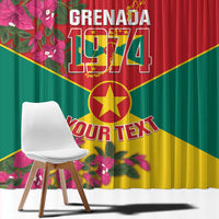 Grenada 1974 Window Curtain Gwenad Map With Bougainvillea - Flag Color - Wonder Print Shop