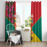Grenada 1974 Window Curtain Gwenad Map With Bougainvillea - Flag Color - Wonder Print Shop