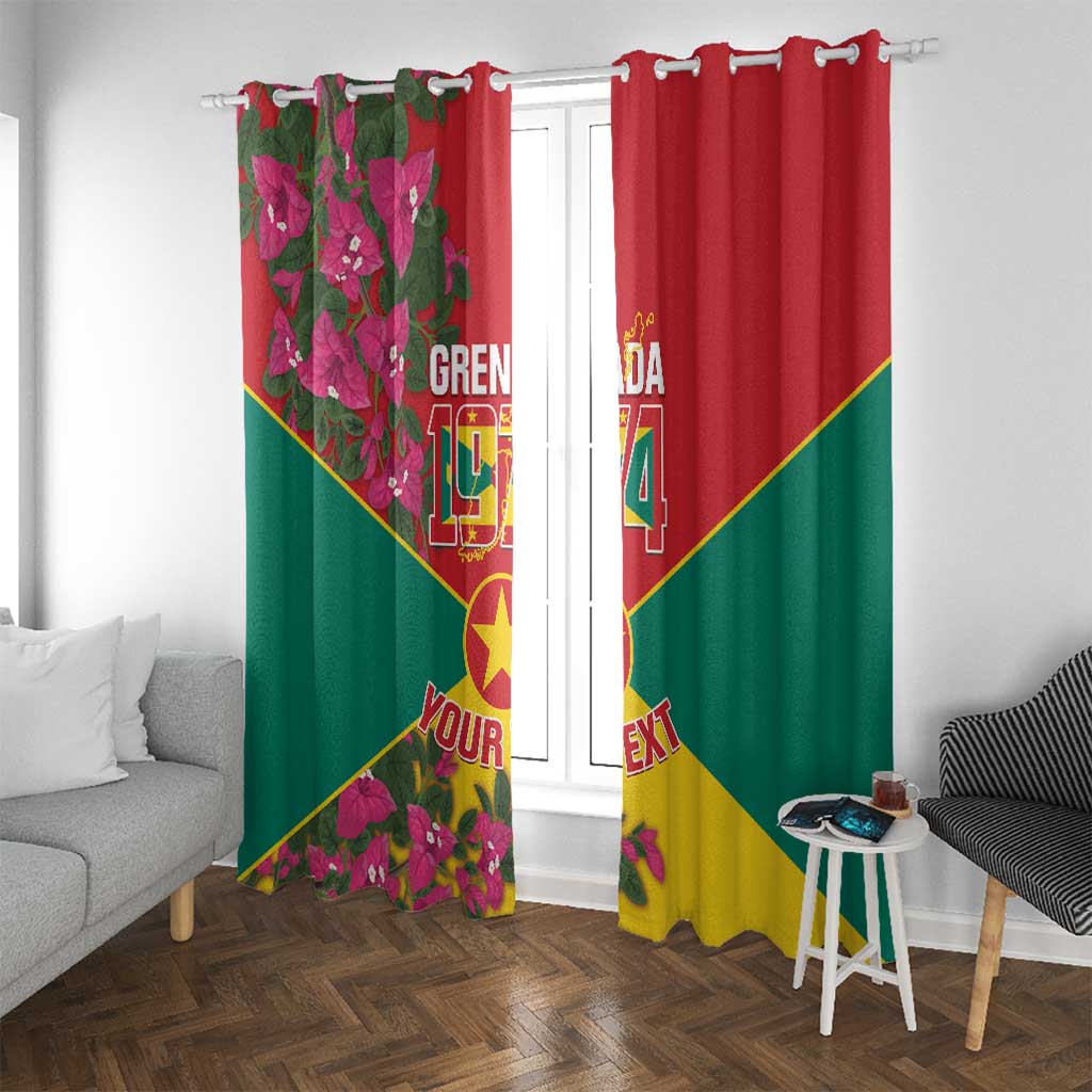 Grenada 1974 Window Curtain Gwenad Map With Bougainvillea - Flag Color - Wonder Print Shop