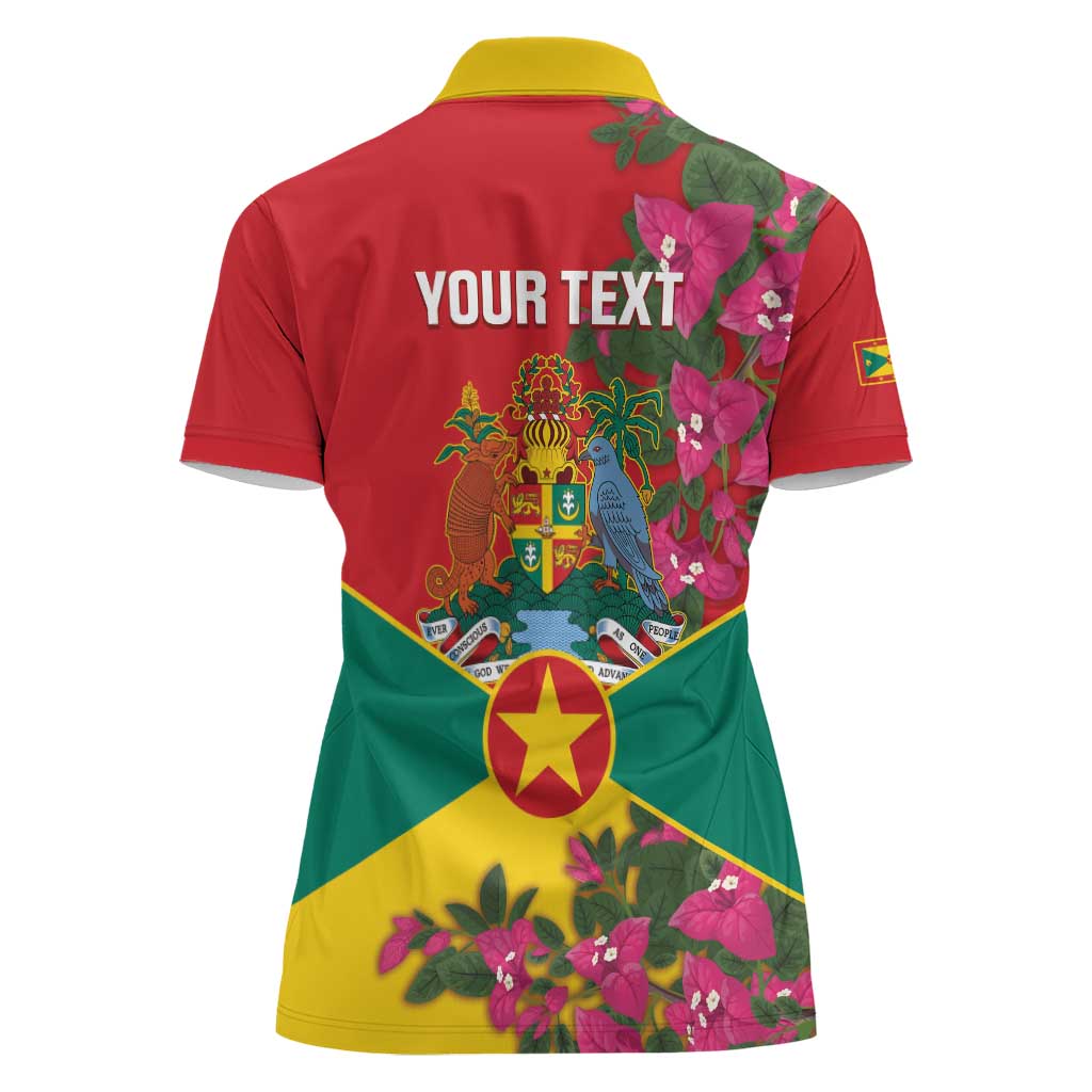Grenada 1974 Women Polo Shirt Gwenad Map With Bougainvillea - Flag Color - Wonder Print Shop