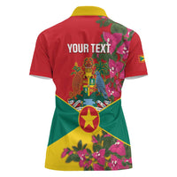 Grenada 1974 Women Polo Shirt Gwenad Map With Bougainvillea - Flag Color - Wonder Print Shop