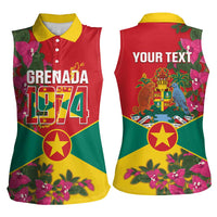Grenada 1974 Women Sleeveless Polo Shirt Gwenad Map With Bougainvillea - Flag Color - Wonder Print Shop