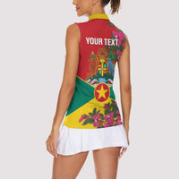 Grenada 1974 Women Sleeveless Polo Shirt Gwenad Map With Bougainvillea - Flag Color - Wonder Print Shop