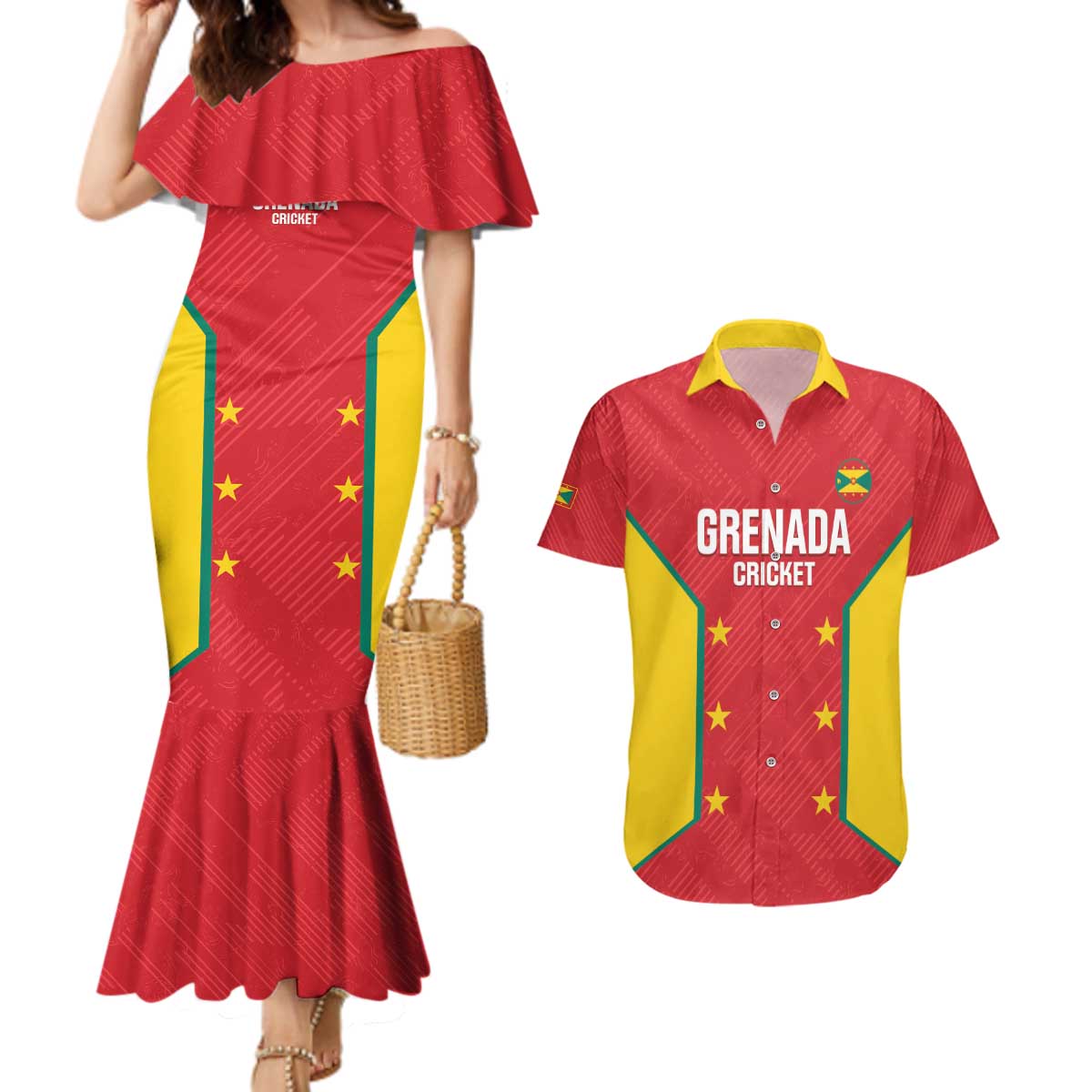 Custom Grenada Cricket Couples Matching Mermaid Dress and Hawaiian Shirt 2025 Sporty Style - Wonder Print Shop