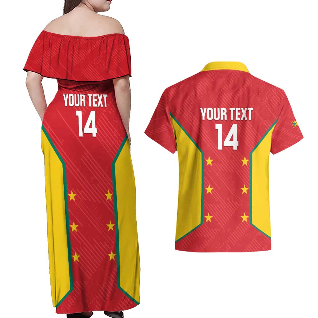 Custom Grenada Cricket Couples Matching Off Shoulder Maxi Dress and Hawaiian Shirt 2025 Sporty Style - Wonder Print Shop