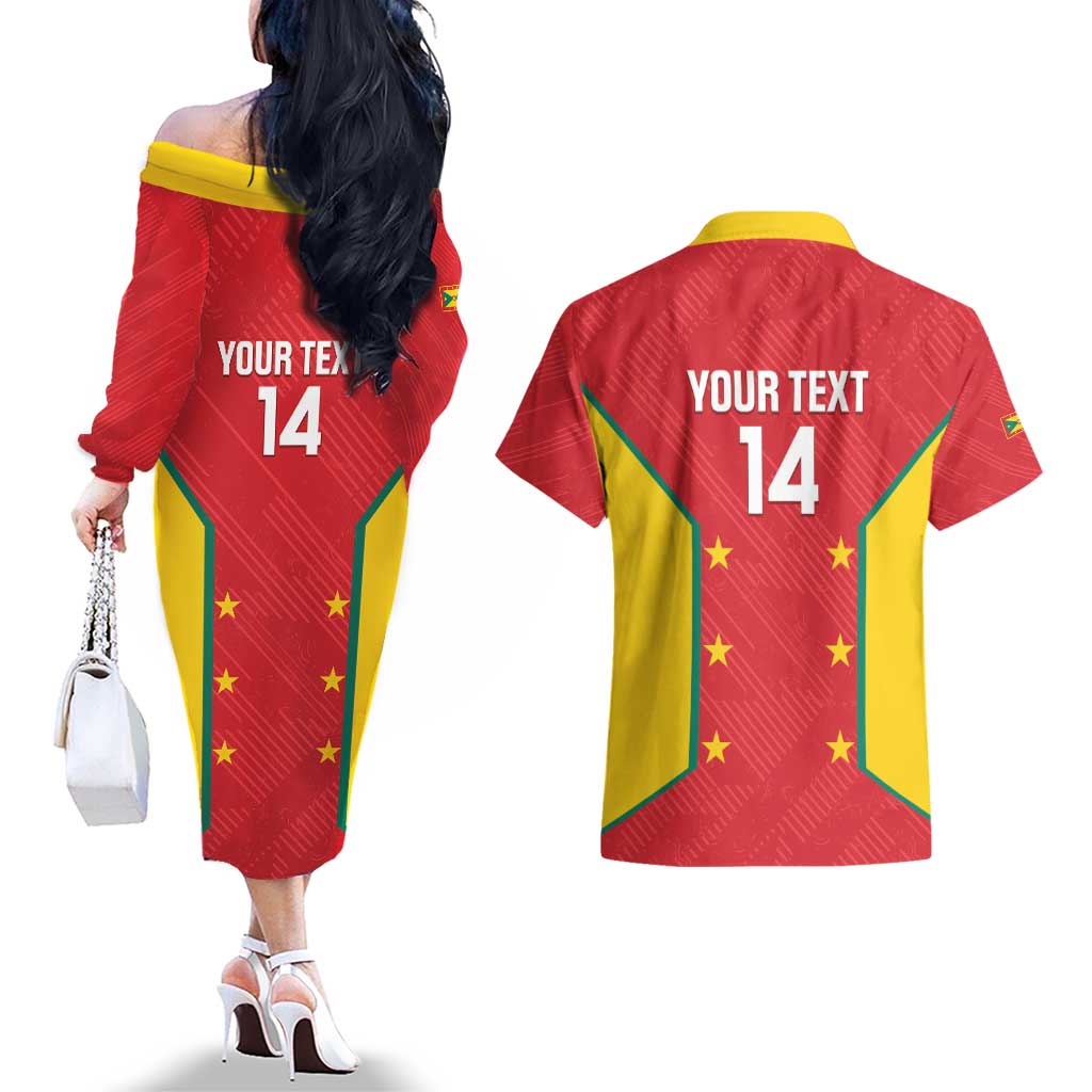 Custom Grenada Cricket Couples Matching Off The Shoulder Long Sleeve Dress and Hawaiian Shirt 2025 Sporty Style - Wonder Print Shop