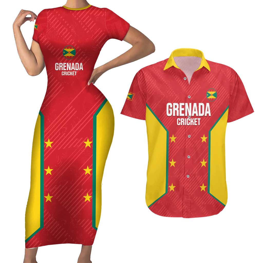Custom Grenada Cricket Couples Matching Short Sleeve Bodycon Dress and Hawaiian Shirt 2025 Sporty Style - Wonder Print Shop