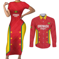 Custom Grenada Cricket Couples Matching Short Sleeve Bodycon Dress and Long Sleeve Button Shirt 2025 Sporty Style - Wonder Print Shop