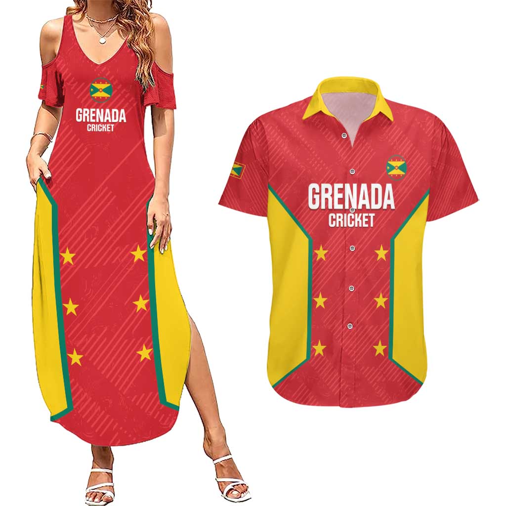 Custom Grenada Cricket Couples Matching Summer Maxi Dress and Hawaiian Shirt 2025 Sporty Style - Wonder Print Shop
