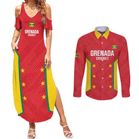 Custom Grenada Cricket Couples Matching Summer Maxi Dress and Long Sleeve Button Shirt 2025 Sporty Style - Wonder Print Shop