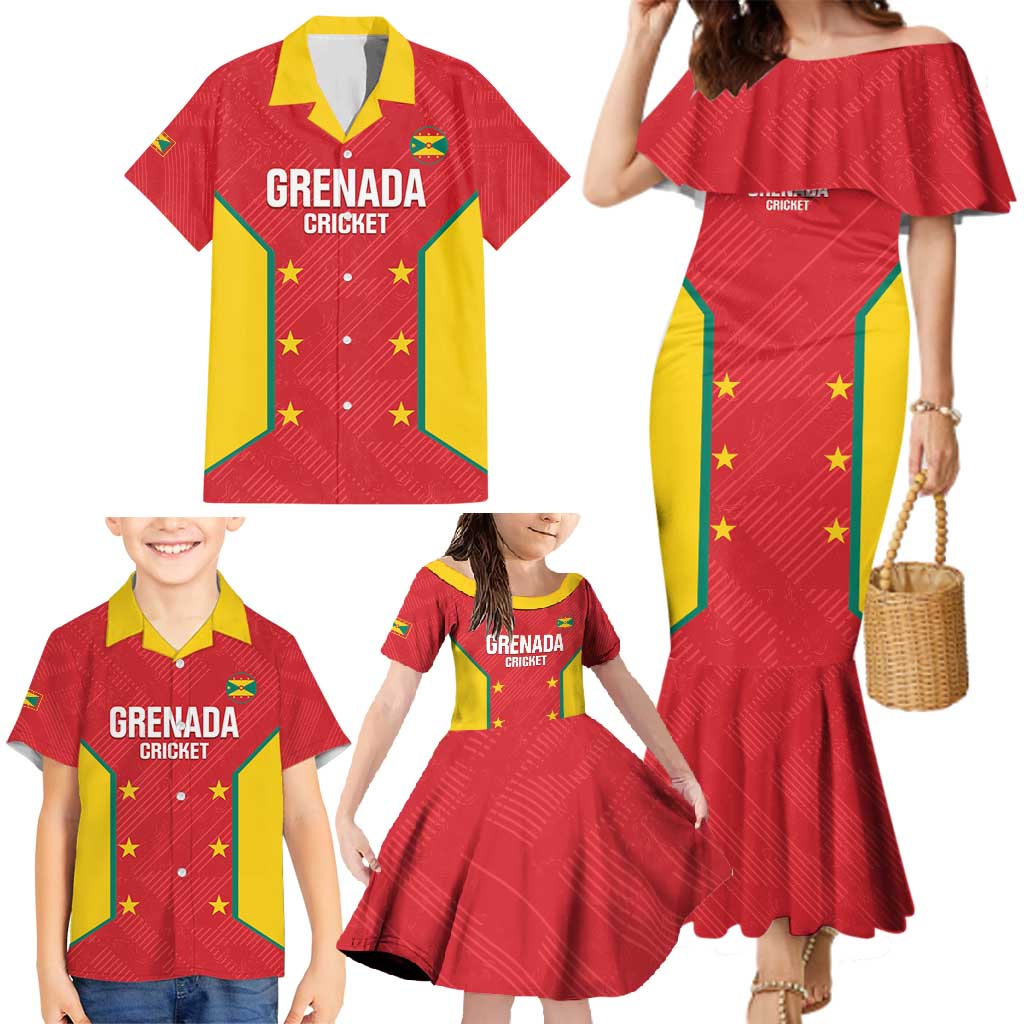Custom Grenada Cricket Family Matching Mermaid Dress and Hawaiian Shirt 2025 Sporty Style - Wonder Print Shop