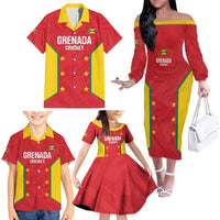 Custom Grenada Cricket Family Matching Off The Shoulder Long Sleeve Dress and Hawaiian Shirt 2025 Sporty Style - Wonder Print Shop