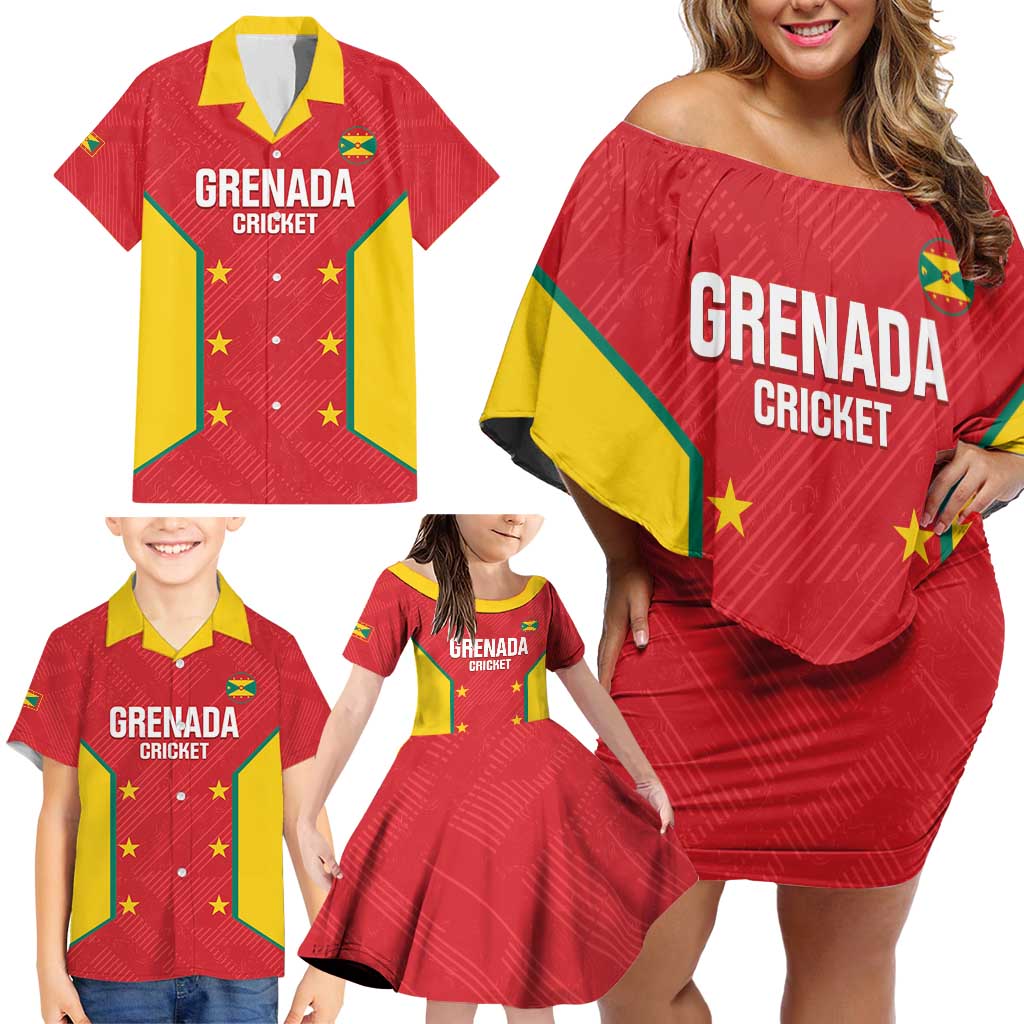 Custom Grenada Cricket Family Matching Off Shoulder Short Dress and Hawaiian Shirt 2025 Sporty Style - Wonder Print Shop