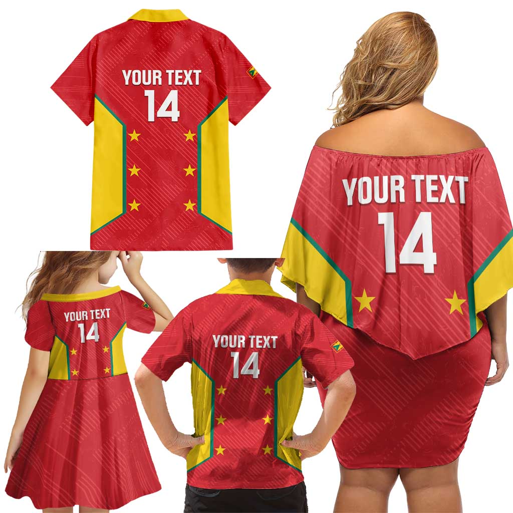 Custom Grenada Cricket Family Matching Off Shoulder Short Dress and Hawaiian Shirt 2025 Sporty Style - Wonder Print Shop