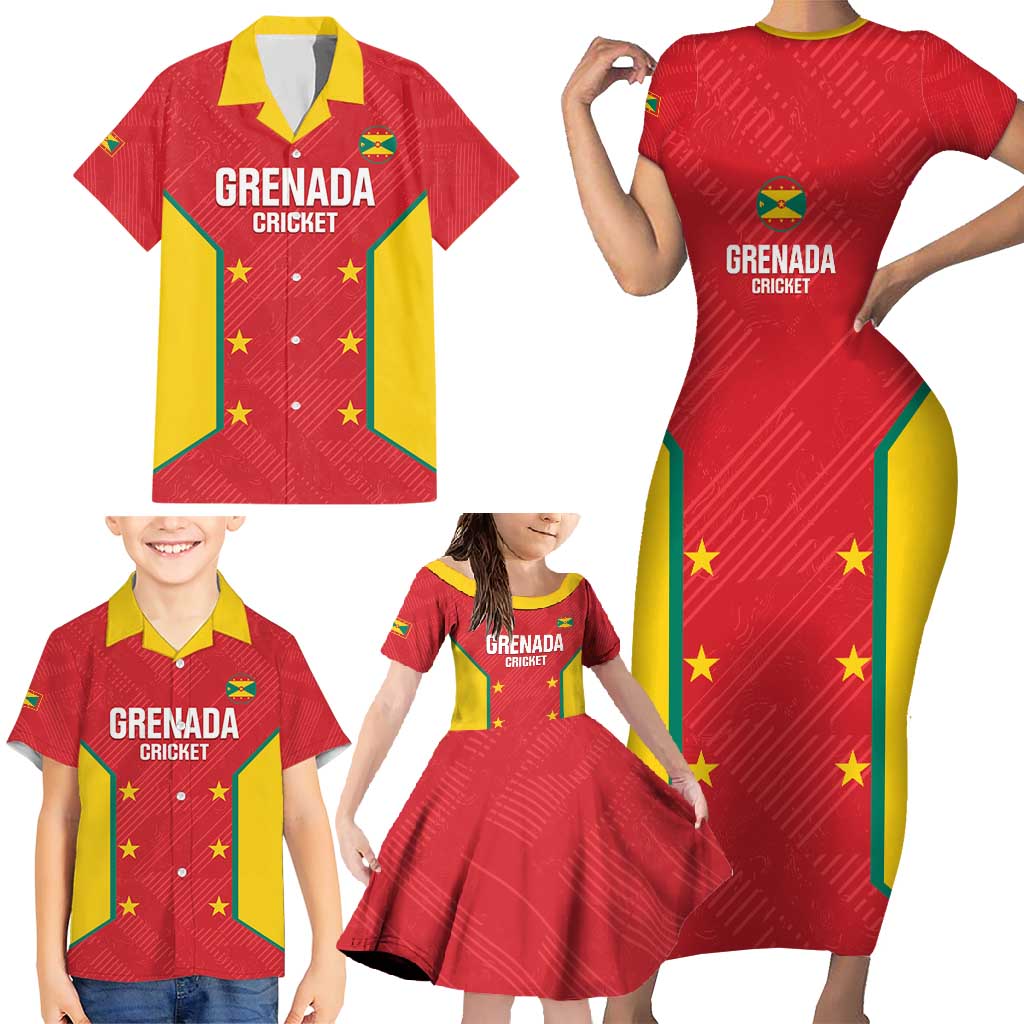 Custom Grenada Cricket Family Matching Short Sleeve Bodycon Dress and Hawaiian Shirt 2025 Sporty Style - Wonder Print Shop