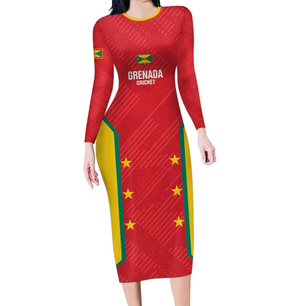Custom Grenada Cricket Long Sleeve Bodycon Dress 2025 Sporty Style - Wonder Print Shop