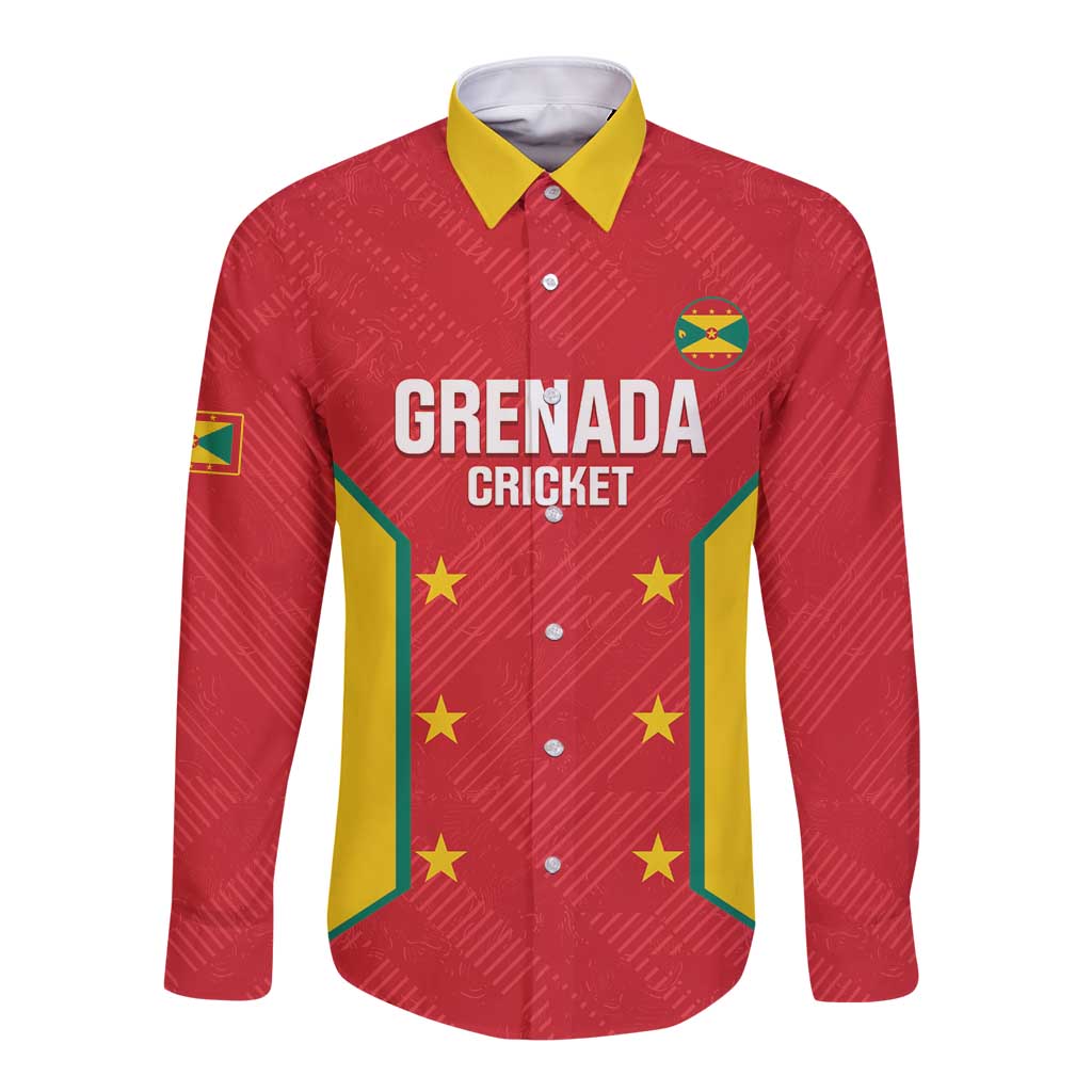 Custom Grenada Cricket Long Sleeve Button Shirt 2025 Sporty Style - Wonder Print Shop