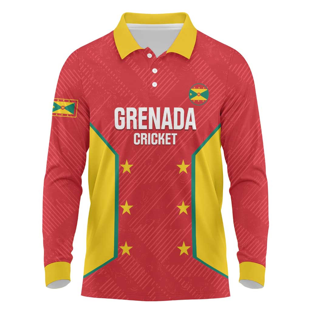Custom Grenada Cricket Long Sleeve Polo Shirt 2025 Sporty Style - Wonder Print Shop