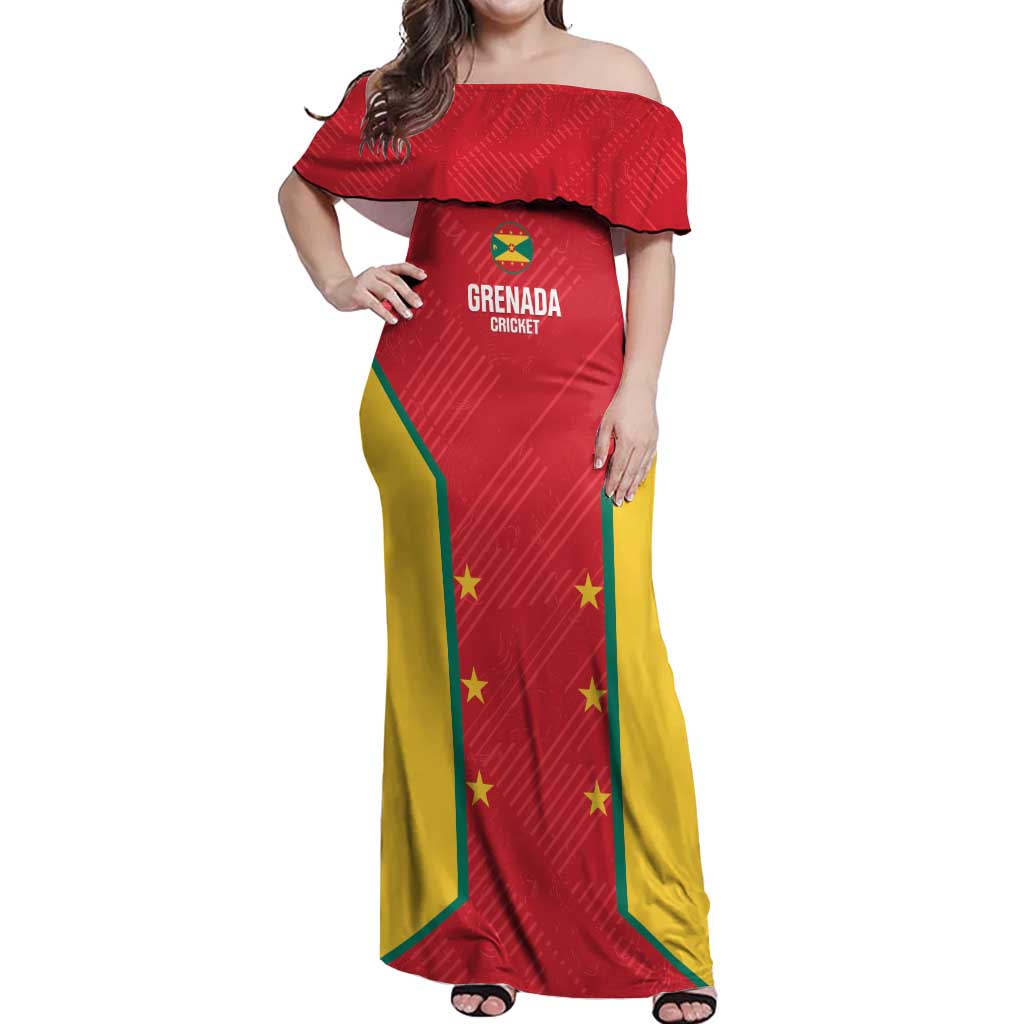 Custom Grenada Cricket Off Shoulder Maxi Dress 2025 Sporty Style - Wonder Print Shop