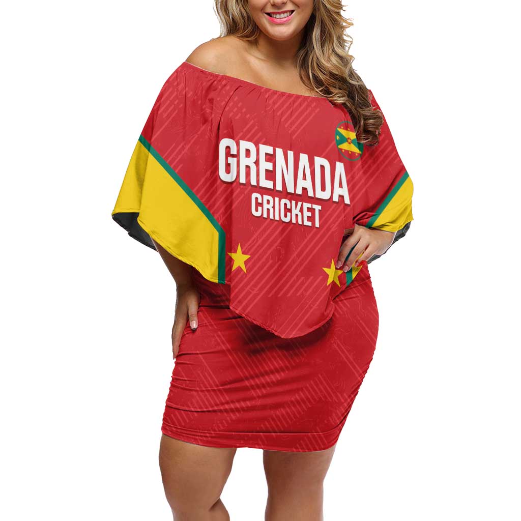 Custom Grenada Cricket Off Shoulder Short Dress 2025 Sporty Style - Wonder Print Shop