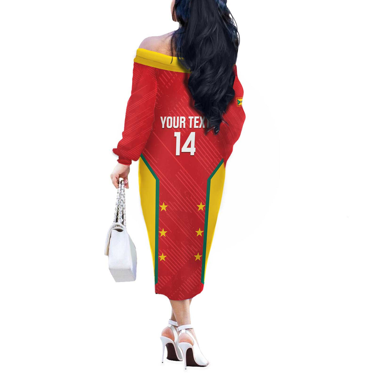 Custom Grenada Cricket Off The Shoulder Long Sleeve Dress 2025 Sporty Style - Wonder Print Shop