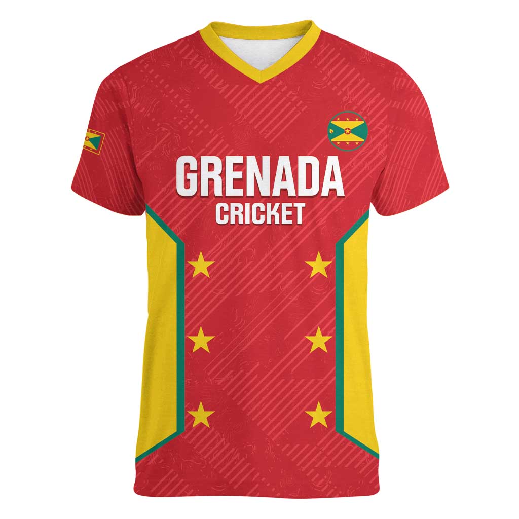 Custom Grenada Cricket Women V-Neck T-Shirt 2025 Sporty Style - Wonder Print Shop