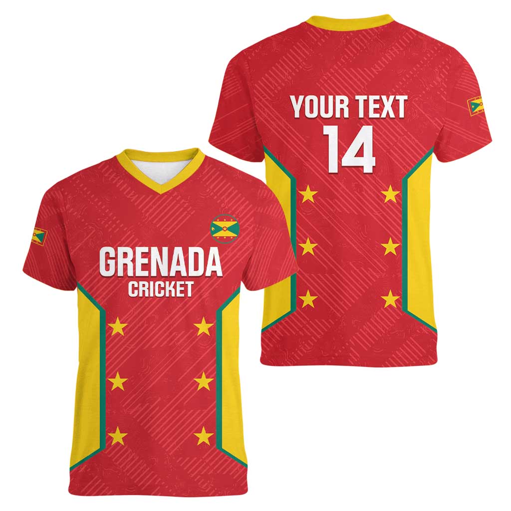 Custom Grenada Cricket Women V-Neck T-Shirt 2025 Sporty Style - Wonder Print Shop