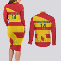 Custom Grenada Football Couples Matching Long Sleeve Bodycon Dress and Long Sleeve Button Shirt Go Spice Boys - Wonder Print Shop