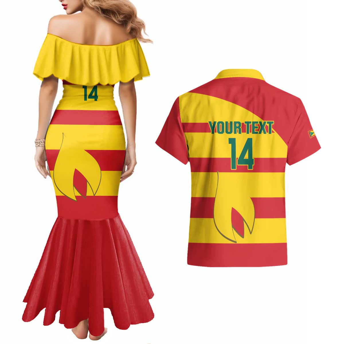 Custom Grenada Football Couples Matching Mermaid Dress and Hawaiian Shirt Go Spice Boys - Wonder Print Shop