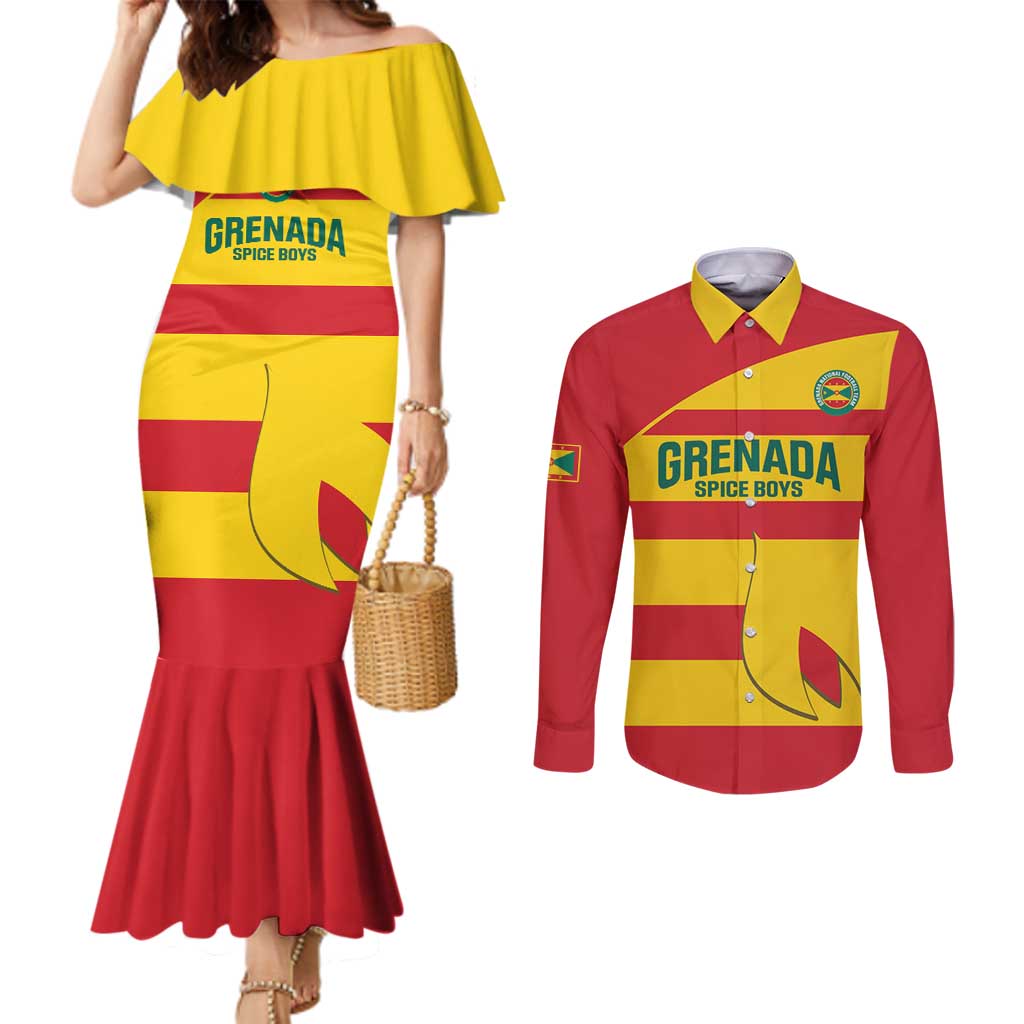 Custom Grenada Football Couples Matching Mermaid Dress and Long Sleeve Button Shirt Go Spice Boys