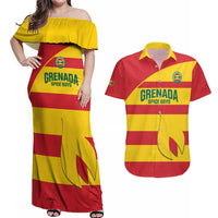 Custom Grenada Football Couples Matching Off Shoulder Maxi Dress and Hawaiian Shirt Go Spice Boys - Wonder Print Shop