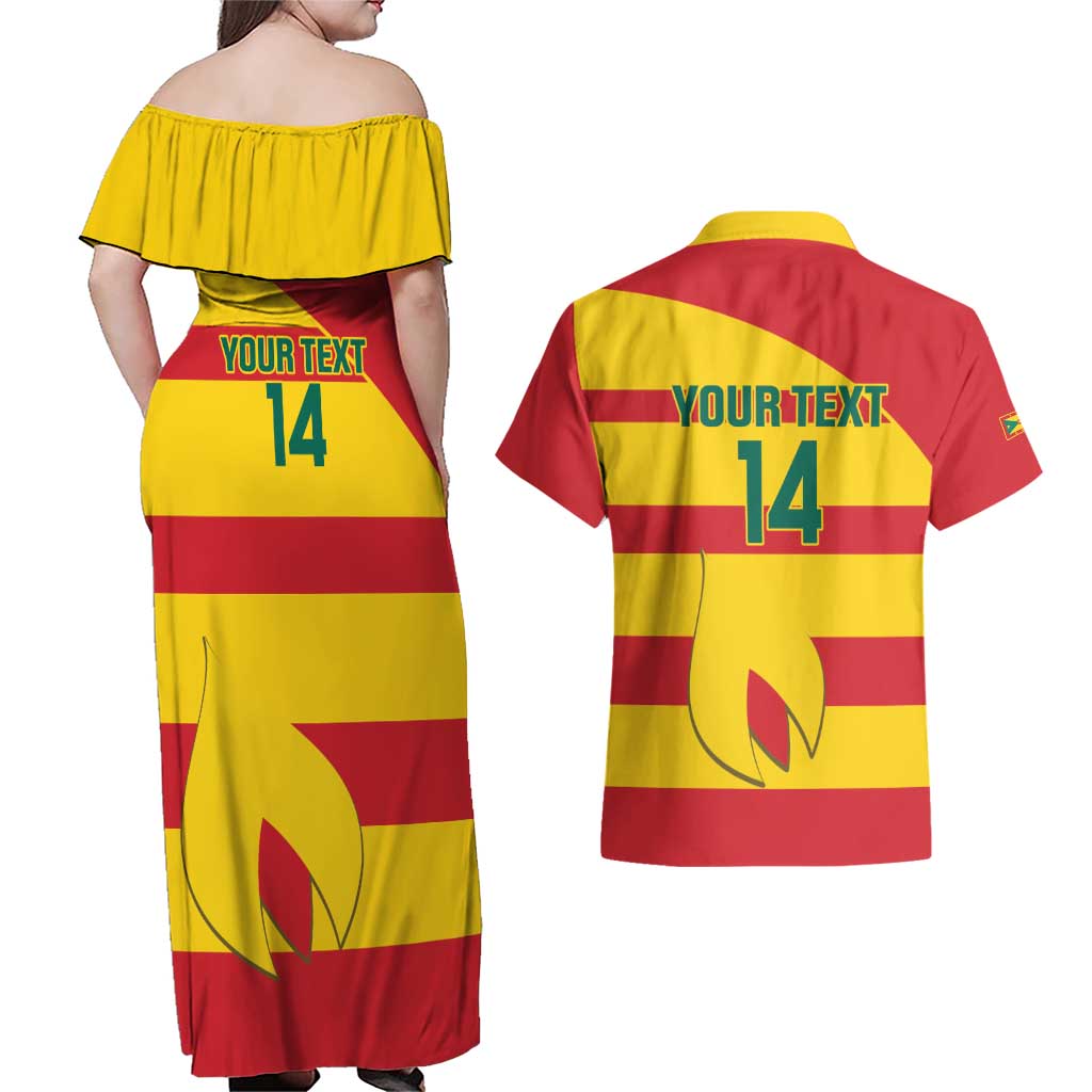 Custom Grenada Football Couples Matching Off Shoulder Maxi Dress and Hawaiian Shirt Go Spice Boys - Wonder Print Shop