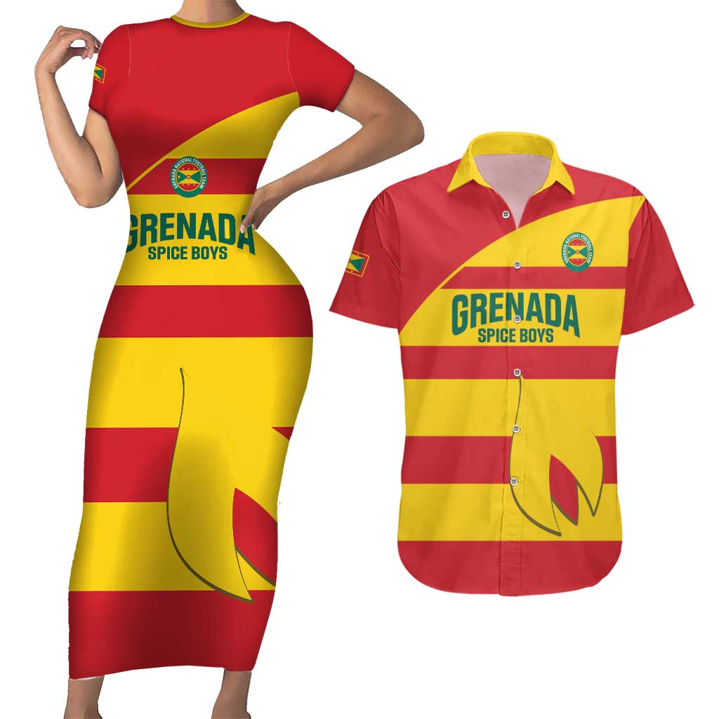 Custom Grenada Football Couples Matching Short Sleeve Bodycon Dress and Hawaiian Shirt Go Spice Boys - Wonder Print Shop