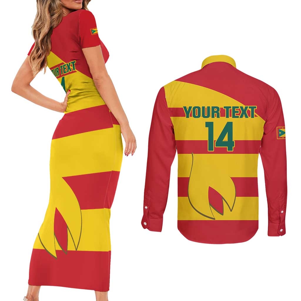 Custom Grenada Football Couples Matching Short Sleeve Bodycon Dress and Long Sleeve Button Shirt Go Spice Boys - Wonder Print Shop