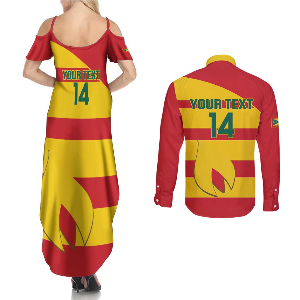 Custom Grenada Football Couples Matching Summer Maxi Dress and Long Sleeve Button Shirt Go Spice Boys - Wonder Print Shop