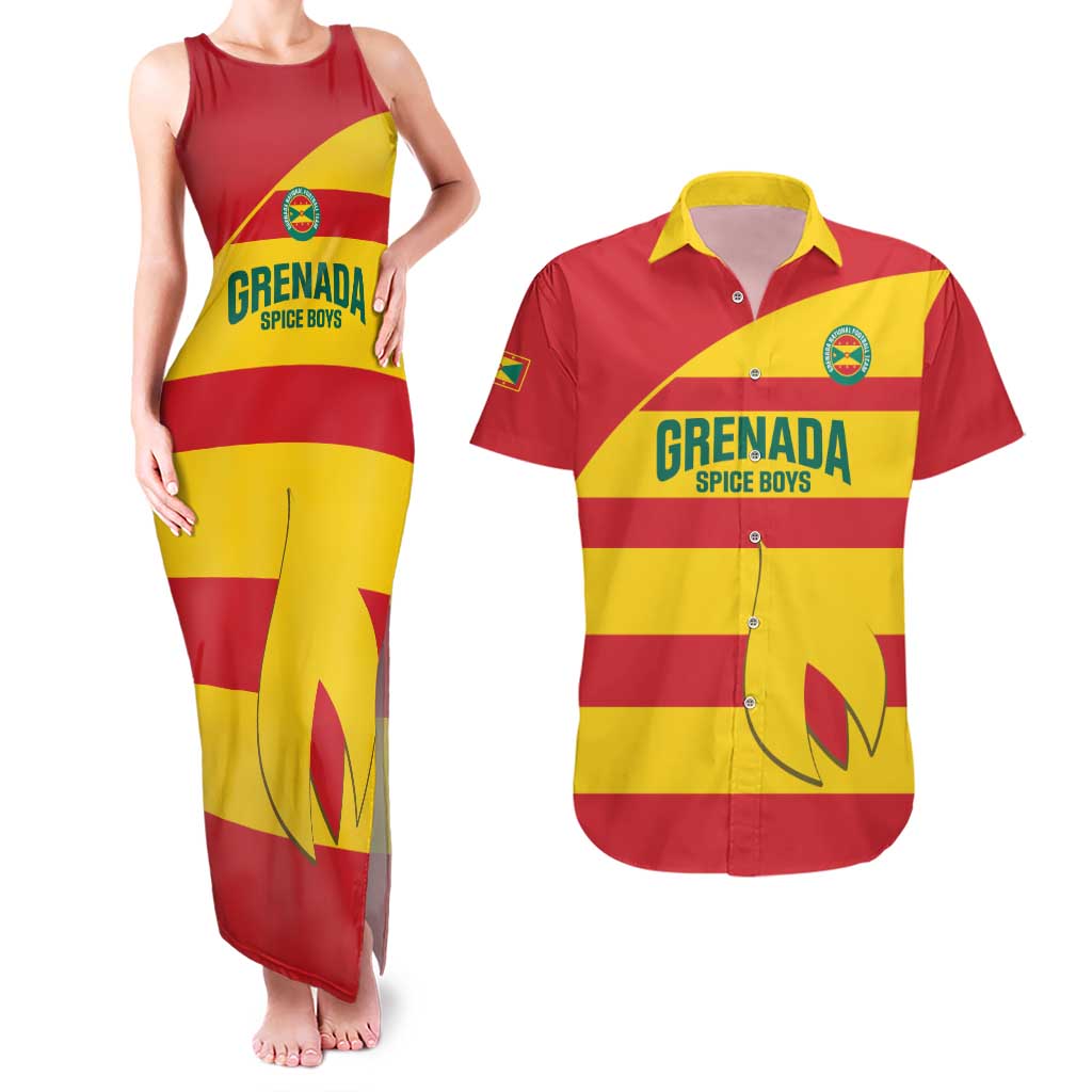 Custom Grenada Football Couples Matching Tank Maxi Dress and Hawaiian Shirt Go Spice Boys - Wonder Print Shop