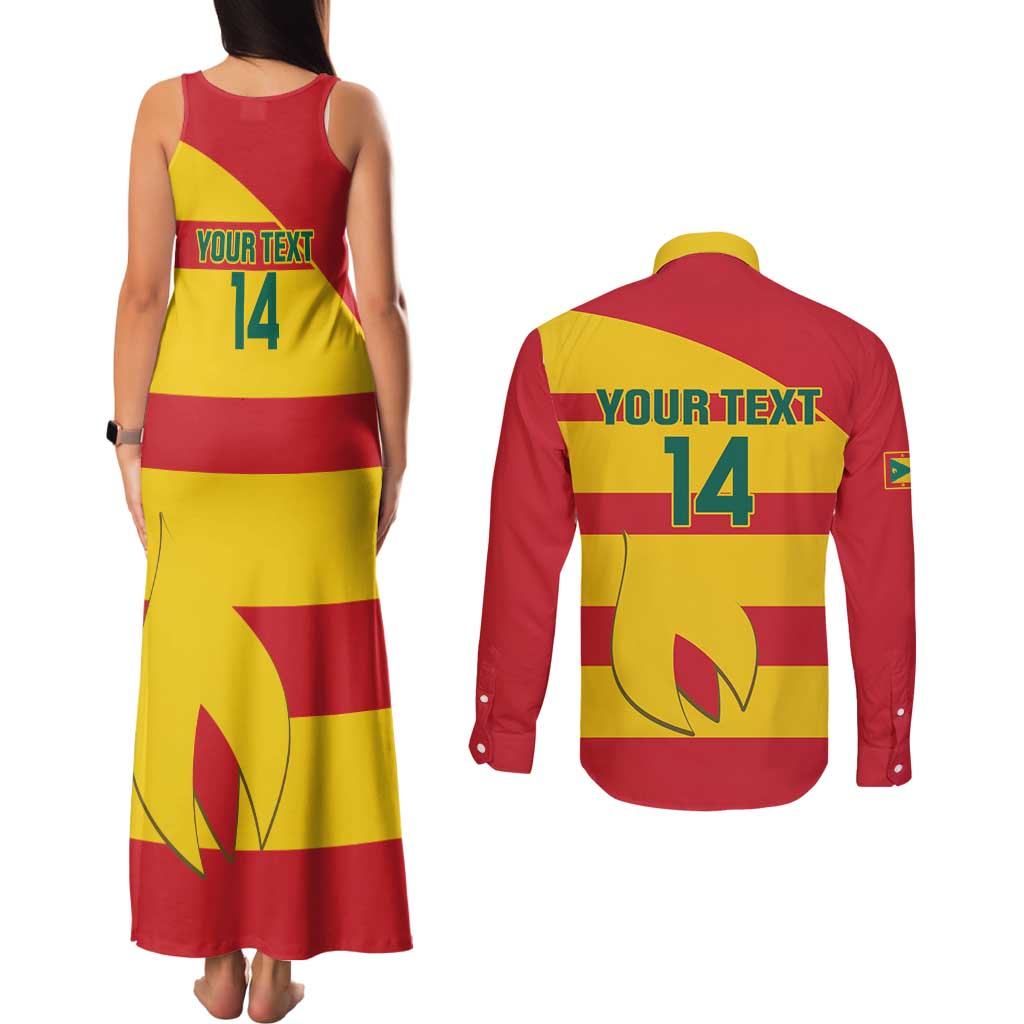 Custom Grenada Football Couples Matching Tank Maxi Dress and Long Sleeve Button Shirt Go Spice Boys - Wonder Print Shop
