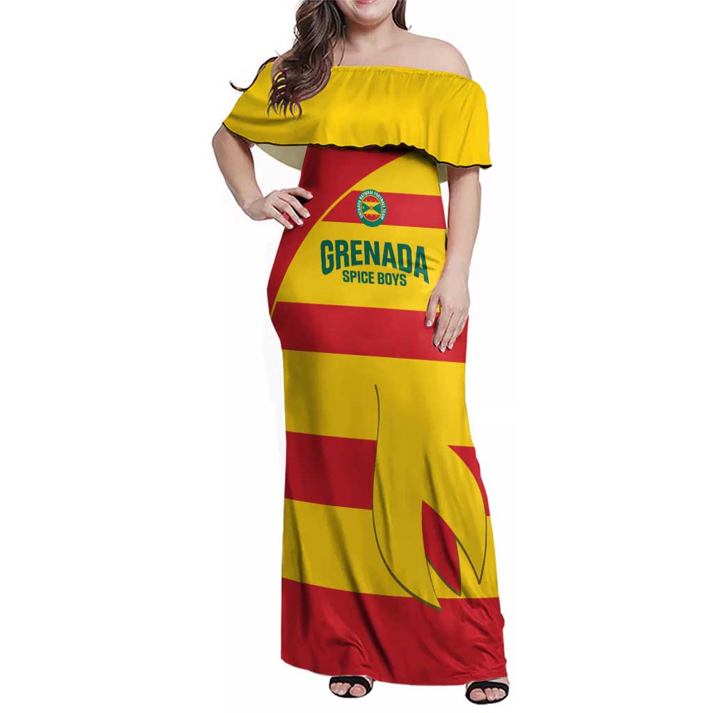Custom Grenada Football Family Matching Off Shoulder Maxi Dress and Hawaiian Shirt Go Spice Boys - Wonder Print Shop