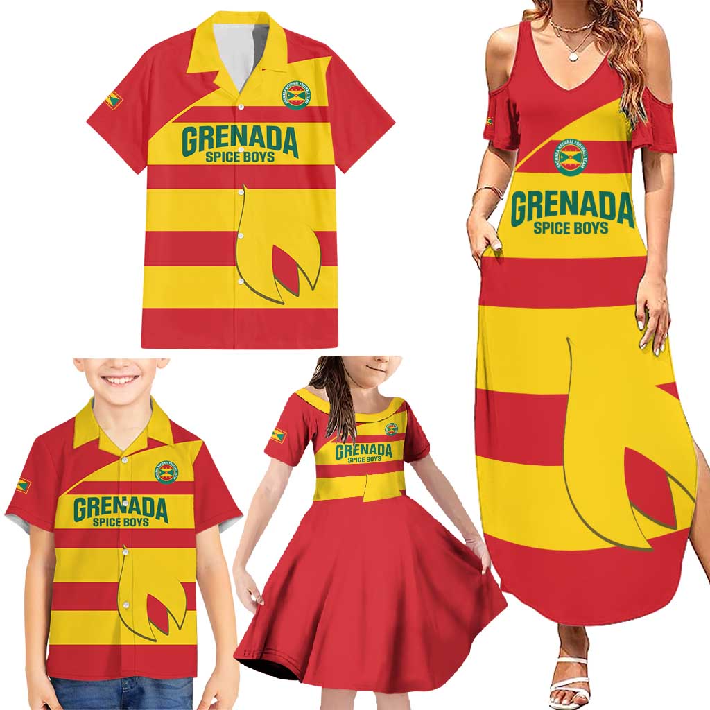 Custom Grenada Football Family Matching Summer Maxi Dress and Hawaiian Shirt Go Spice Boys - Wonder Print Shop