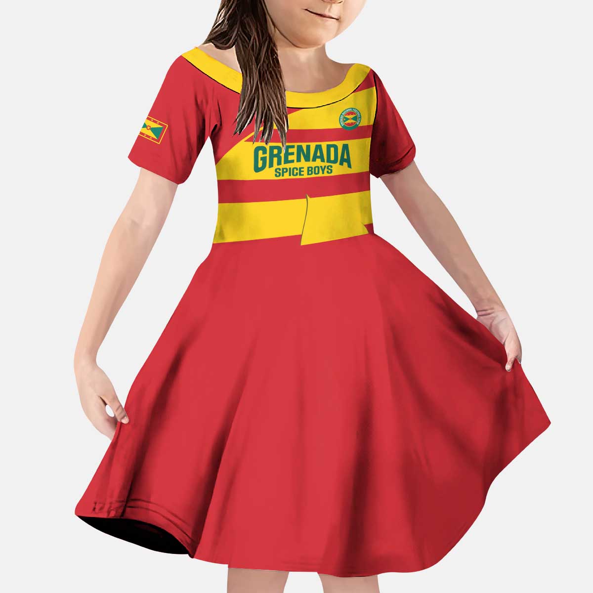 Custom Grenada Football Kid Short Sleeve Dress Go Spice Boys - Wonder Print Shop