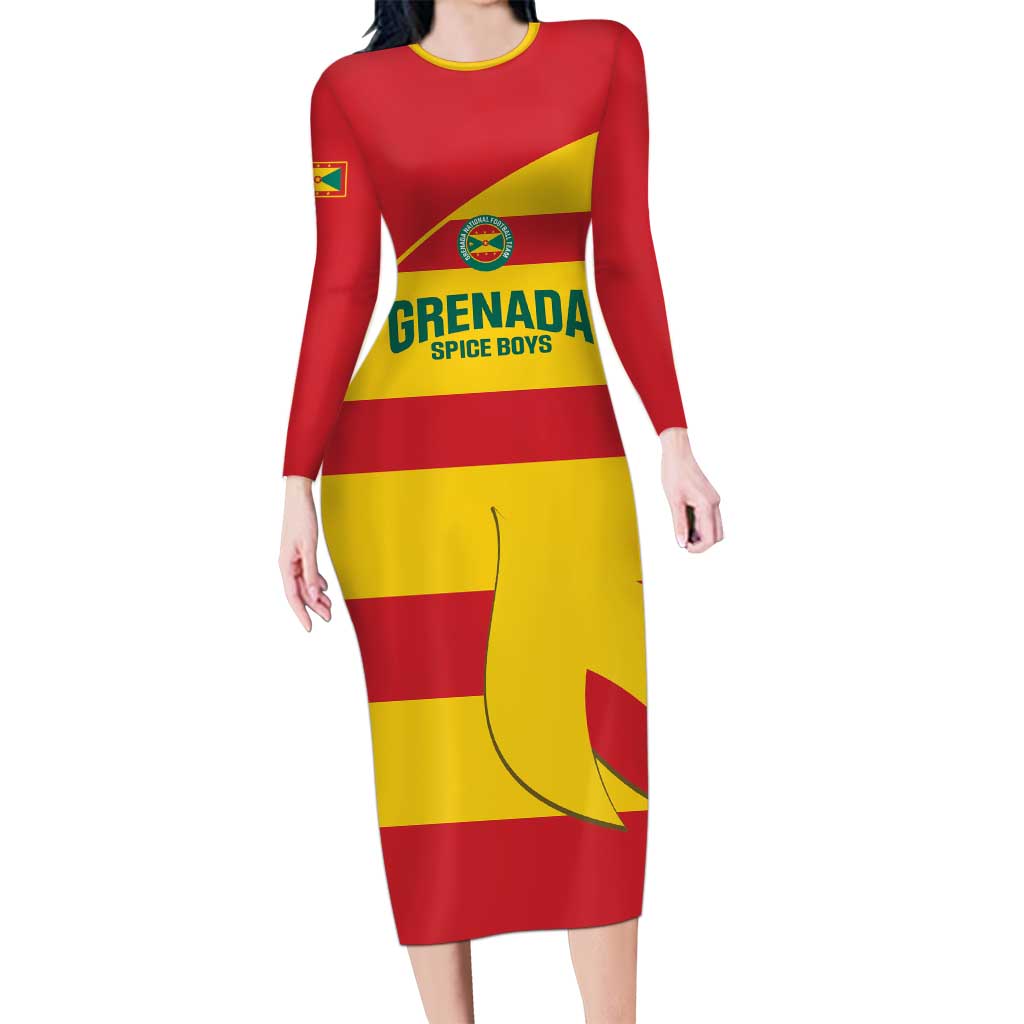 Custom Grenada Football Long Sleeve Bodycon Dress Go Spice Boys - Wonder Print Shop