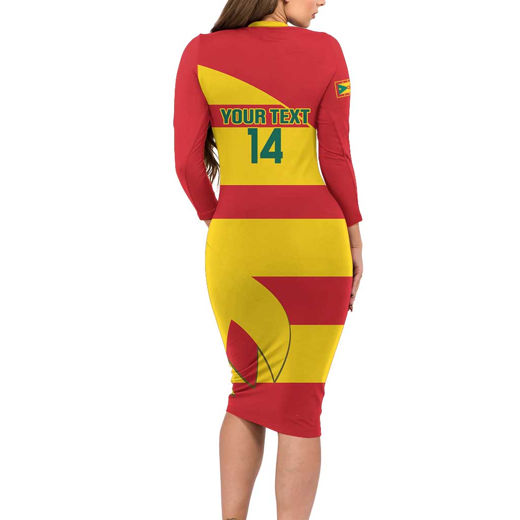 Custom Grenada Football Long Sleeve Bodycon Dress Go Spice Boys - Wonder Print Shop