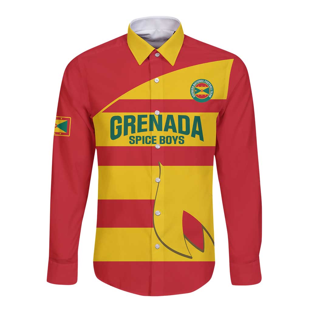 Custom Grenada Football Long Sleeve Button Shirt Go Spice Boys - Wonder Print Shop