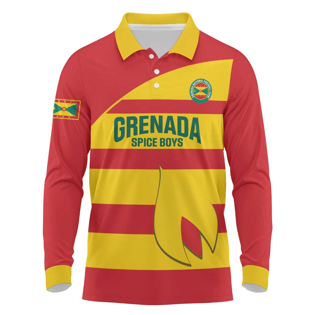 Custom Grenada Football Long Sleeve Polo Shirt Go Spice Boys - Wonder Print Shop