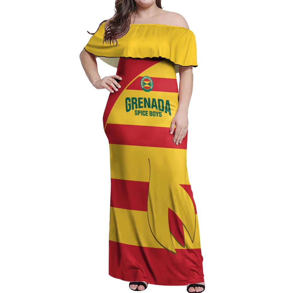 Custom Grenada Football Off Shoulder Maxi Dress Go Spice Boys - Wonder Print Shop