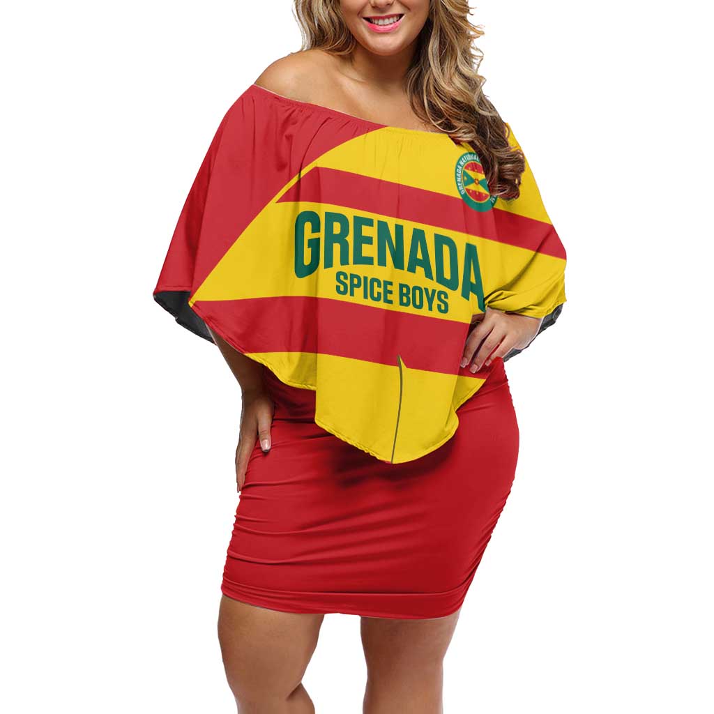Custom Grenada Football Off Shoulder Short Dress Go Spice Boys - Wonder Print Shop