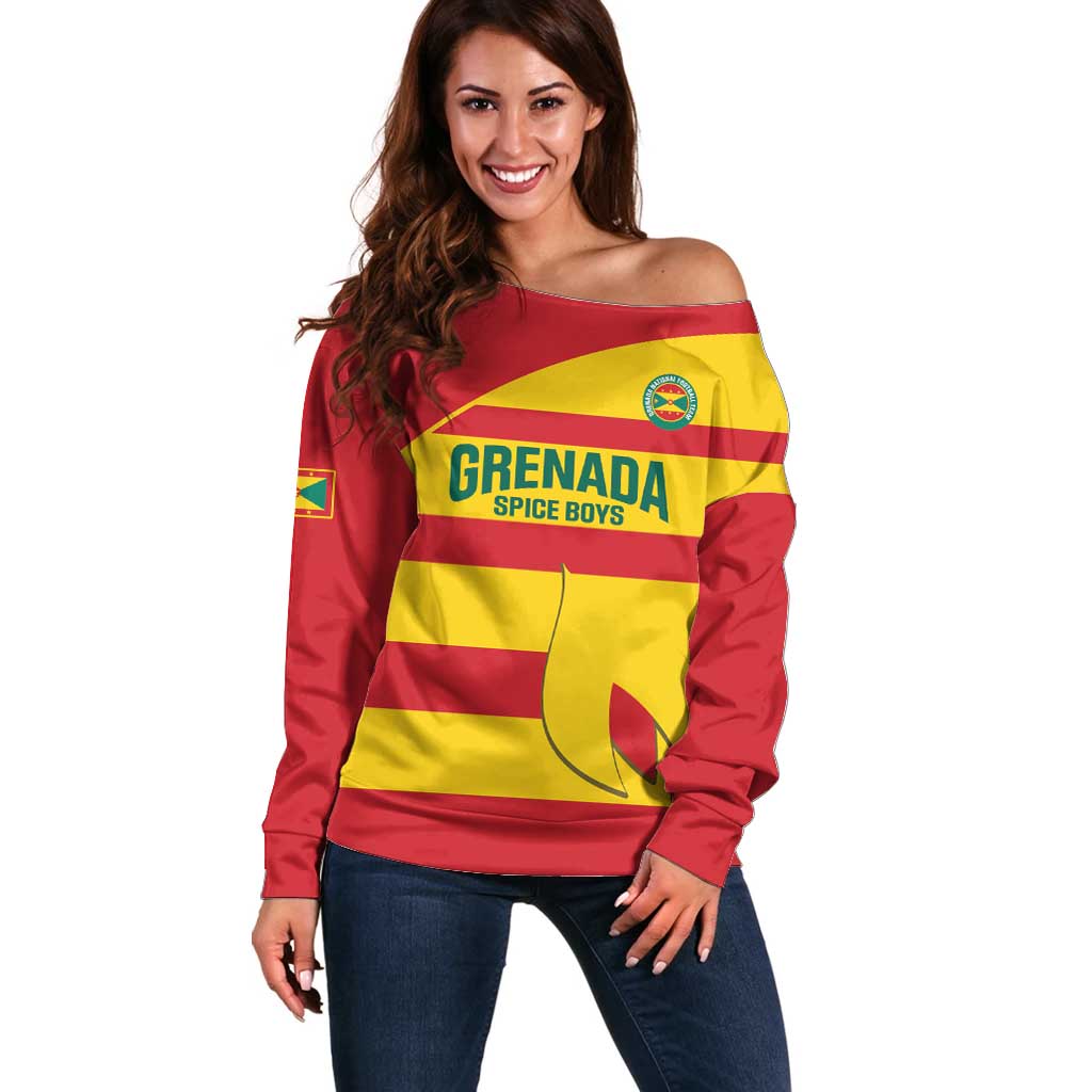 Custom Grenada Football Off Shoulder Sweater Go Spice Boys - Wonder Print Shop