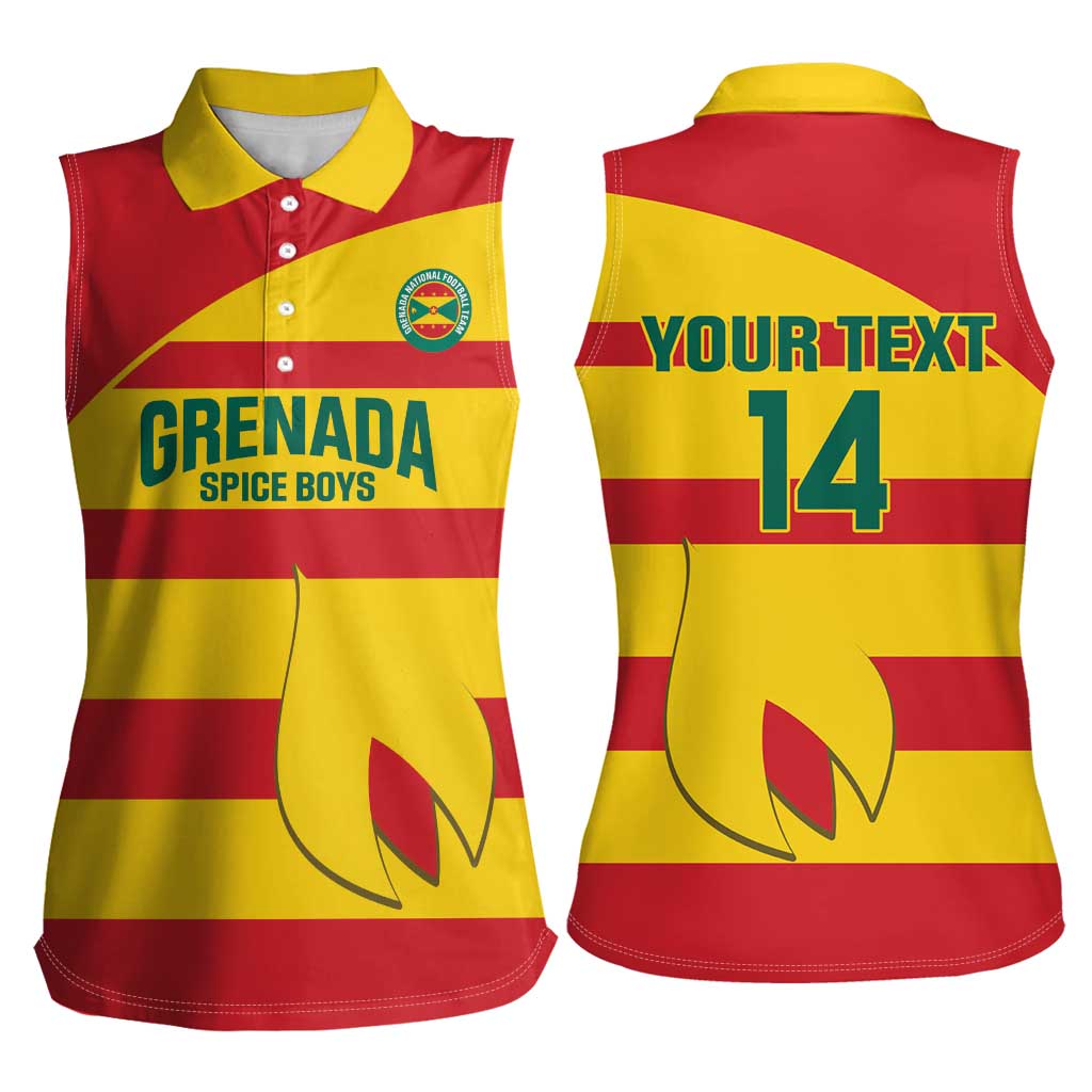 Custom Grenada Football Women Sleeveless Polo Shirt Go Spice Boys - Wonder Print Shop
